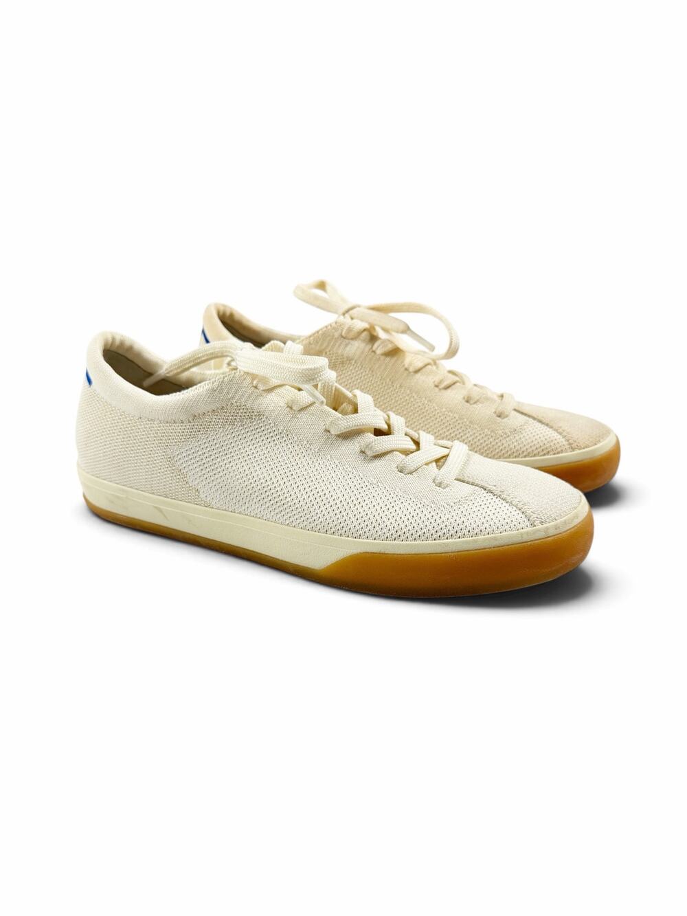 Rothy’s The Lace Up Sneaker Blonde Cream Knit Gum Sole Size 8.5